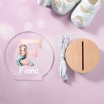 Personalised Mermaid Girl Acrylic LED Night Light with Wooden Base and Name Nursery Decor Baby Shower Birthday Gift for Kids