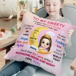 Personalized Cartoon Kid Character Moon Design Soft Throw Pillow Cover with Name Birthday Home Decor Gift for Boys Girls