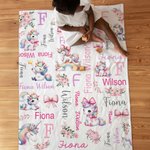 Personalized Floral Rainbow Fantasy Unicorn Pink Bow Soft Throw Blanket with Name Nursery Decor Baby Shower Birthday Gift for Newborns Girls