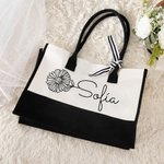 Bolsa tote grande personalizada con flor de nacimiento y nombre para viaje trabajo regalo de cumpleaños o Día de la Madre para mujeres