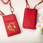 Personalised Cartoon Character Birth Flower Leather Phone Wallet Crossbody Bag with Initial Name and Multiple Compartments Birthday Gift for Women