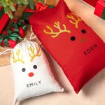 Personalisierte Rentier Weihnachten Drawstring Geschenk Tasche mit Namen Frohe Weihnachten Party Favors für Kinder Familie