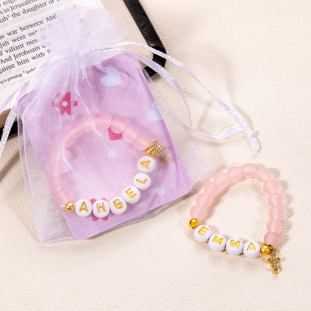 Infant sweet cross pink crystal bracelet