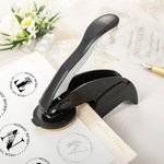 Personalized Floral Initial Library Book Embossing Stamp Black Hand-held Embosser with Storage Bag Birthday Book Club Gift for Bookworms Readers