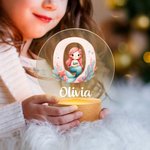 Personalised Mermaid Girl Acrylic LED Night Light with Wooden Base and Name Nursery Decor Baby Shower Birthday Gift for Kids