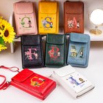 Personalised Cartoon Character Birth Flower Leather Phone Wallet Crossbody Bag with Initial Name and Multiple Compartments Birthday Gift for Women
