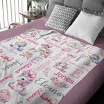 Personalized Floral Rainbow Fantasy Unicorn Pink Bow Soft Throw Blanket with Name Nursery Decor Baby Shower Birthday Gift for Newborns Girls