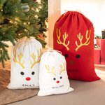 Personalisierte Rentier Weihnachten Drawstring Geschenk Tasche mit Namen Frohe Weihnachten Party Favors für Kinder Familie