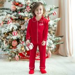 Personalised Soft Christmas Red Kid Pajama Matching Set with Name Christmas Eve Party Gift for Boys Girls