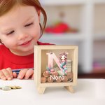 Personalised Mermaid Initial Clear Wooden Piggy Money Box with Name Birthday Children's Day Gift for Girls