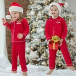 Personalised Soft Christmas Red Kid Pajama Matching Set with Name Christmas Eve Party Gift for Boys Girls