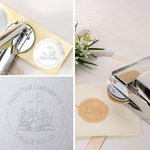 Personalised Bible Cross Flora From The Library of Embosser Stamp Hand Held Embosser Set with Text and Name Birthday Gift for Book Lovers Christian