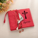 Portefeuille en cuir avec fentes pour cartes de crédit Baptême chrétien Cadeau d'anniversaire pour femmes