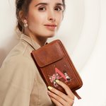 Personalised Cartoon Character Birth Flower Leather Phone Wallet Crossbody Bag with Initial Name and Multiple Compartments Birthday Gift for Women