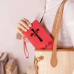 Portefeuille en cuir avec fentes pour cartes de crédit Baptême chrétien Cadeau d'anniversaire pour femmes