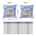 Personalized Cartoon Kid Character Moon Design Soft Throw Pillow Cover with Name Birthday Home Decor Gift for Boys Girls