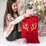 Personalisierte Rentier Weihnachten Drawstring Geschenk Tasche mit Namen Frohe Weihnachten Party Favors für Kinder Familie