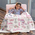Personalized Floral Rainbow Fantasy Unicorn Pink Bow Soft Throw Blanket with Name Nursery Decor Baby Shower Birthday Gift for Newborns Girls