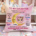 Personalized Cartoon Kid Character Moon Design Soft Throw Pillow Cover with Name Birthday Home Decor Gift for Boys Girls