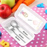 Personalizado Globo Estrella Nombre Acero Inoxidable Niño Cuchillo Tenedor Cuchara Estuche 3 Piezas Cubiertos Set Cumpleaños Vuelta al Cole Regalo para Niño Niña