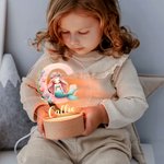 Personalised Mermaid Girl Acrylic LED Night Light with Wooden Base and Name Nursery Decor Baby Shower Birthday Gift for Kids