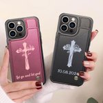 Gepersonaliseerd Kruis Geboorte Bloem Leren Flip Telefoonhoesje voor Apple Samsung met Kaarthouder RFID Blokkering Religieus Doopcadeau voor Christen