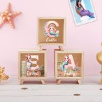 Personalised Mermaid Initial Clear Wooden Piggy Money Box with Name Birthday Children's Day Gift for Girls