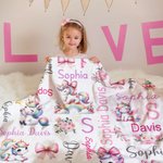 Personalized Floral Rainbow Fantasy Unicorn Pink Bow Soft Throw Blanket with Name Nursery Decor Baby Shower Birthday Gift for Newborns Girls