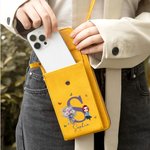 Personalised Cartoon Character Birth Flower Leather Phone Wallet Crossbody Bag with Initial Name and Multiple Compartments Birthday Gift for Women
