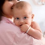 Personalised Matte Pink Rose Quartz Beaded Baby Girl Name Bracelet with Gold Cross Charm Baby Shower Christening Gift for Newborn Godchild