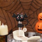 Personalised 3D Ghost Cat Pumpkin Straw Cover Topper with Initial Charm Accessories for Stanley Tumbler Halloween Birthday Gift for Family Friends