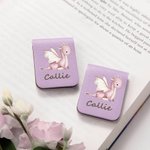Personalised Cartoon Dragon Magnetic Leather Bookmark Clip with Name Reading Stationery Supplies Birthday Gift for Bookworms Book Lovers