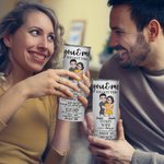 Personalized Cartoon Character Hugging 20oz Insulated Tumbler with Name and Straw Birthday Valentine's Gift for Couple