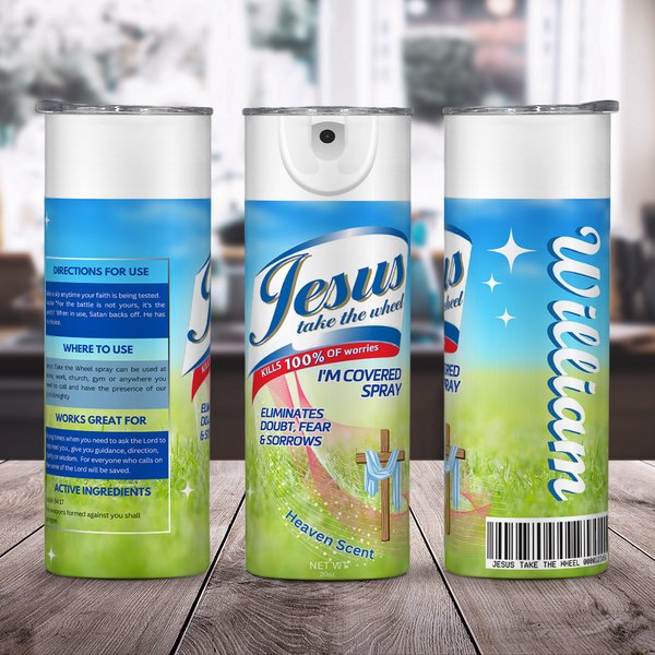 Gepersonaliseerde Jesus Take The Wheel 20oz Food-grade Stainless Steel Skinny Tumbler met Spray Design Inspirational Gift voor Familie Vriend Christia
