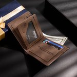 Personalisierte Foto Bifold PU-Leder Geldbörse mit Namen Initiale und Kartenfächern Vatertag Jahrestag Geschenk für Herren