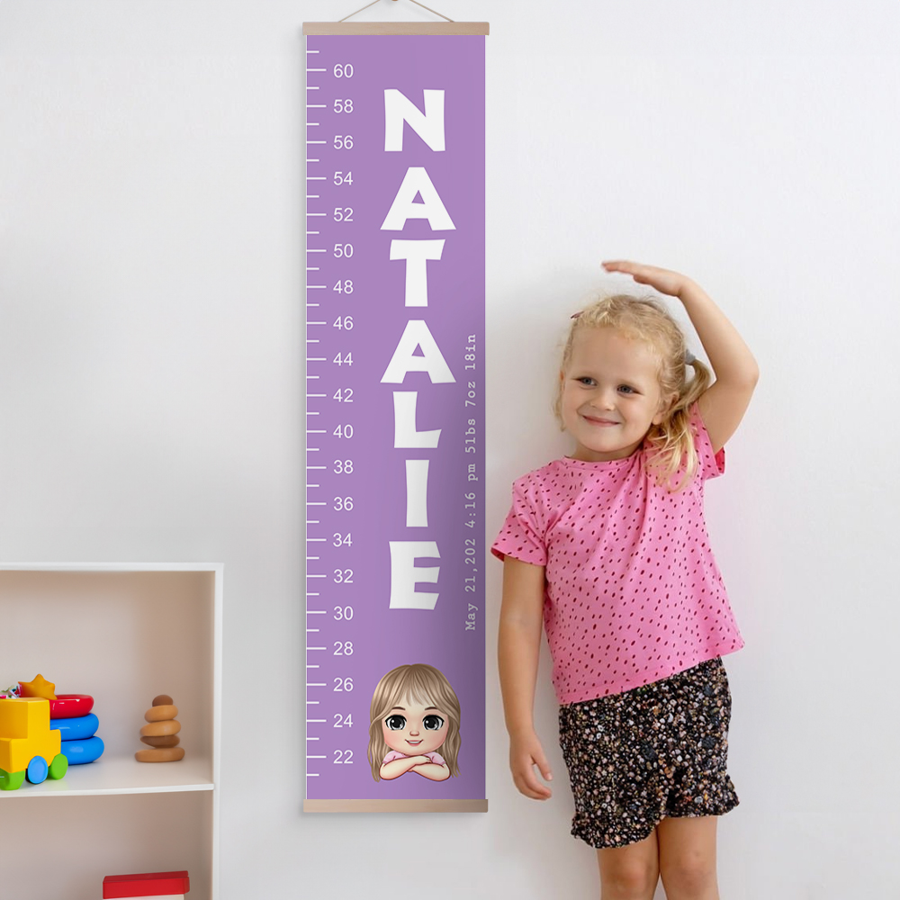Tableau de croissance suspendu personnalisé avec nom et texte Décoration de chambre Cadeau d'anniversaire pour enfants