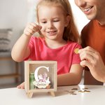 Personalized Cartoon Dragon Castle Initial Wood Clear Money Box Piggy Bank with Name Birthday for Kids