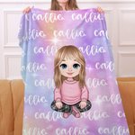 Personalizado lindo de dibujos animados de la muchacha de fantasía Gradiente suave manta con diseño de sirena Nombre Regalo de cumpleaños para las niñas