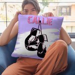Personalised Multicolour Boxing Gloves Soft Pillow Cover with Name Home Decor Birthday Gift for Boxing Enthusiast