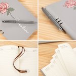 Personalised Birth Flower Leather A5 Lined Journal Notebook and Pen Set Birthday Gift for Artists Painters Office Workers
