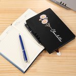 Personalised Birth Flower Leather A5 Lined Journal Notebook and Pen Set Birthday Gift for Artists Painters Office Workers
