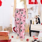 Personalized I Love My Boyfriend Girlfriend Photo Portrait Long Pajama Pants with Drawstring Valentine's Day Anniversary Gift for Couple