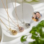 Personalized Water Droplets Photo Projection Zircon Necklace Anniversary Birthday Valentine's Day Gift for Women