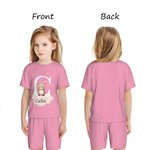 Personlig Stjärnmoln Initial Söt Skog Djur Mjuk Barnpyjamas T-shirt Shorts Set med Namn Multicolor Tillgänglig Födelsedagspresent för Pojkar Flickor