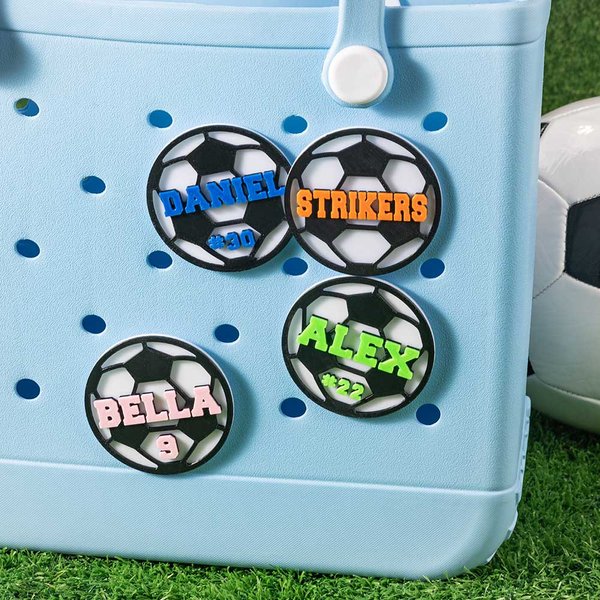 Personalized 3D Sports Soccer Ball Bag Charm with Name Accessory for Bogg Birthday Gift for Sports Lovers