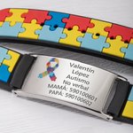 Pulsera médica personalizada con nombre grabado pulsera de concienciación sobre el autismo regalo de vuelta al cole o cumpleaños para niños y adultos