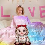 Personalizado lindo de dibujos animados de la muchacha de fantasía Gradiente suave manta con diseño de sirena Nombre Regalo de cumpleaños para las niñas