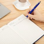 Personalised Birth Flower Leather A5 Lined Journal Notebook and Pen Set Birthday Gift for Artists Painters Office Workers