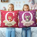 Gepersonaliseerd Fantasie Ster Wolk Schattig Bos Dieren Kussenhoes met Initiaal en Naam Home Decor Verjaardag Baby Shower Cadeau voor Kinderen