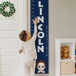 Personalized Cartoon Character Hanging Growth Chart with Name and Text Bedroom Decor Birthday Gift for Kids